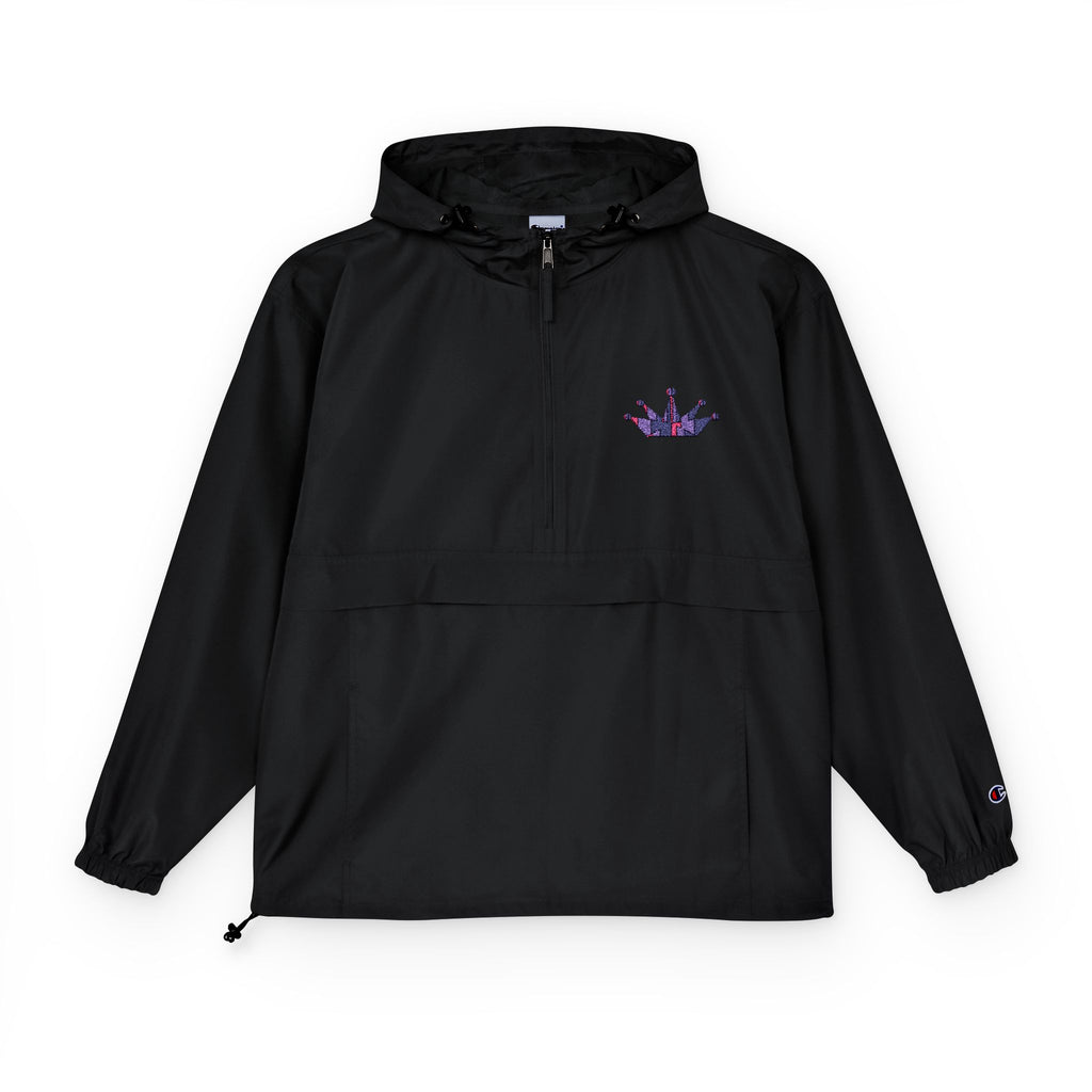 Packable Anorak Jacket — Orange Windbreaker with Crown Embroidery