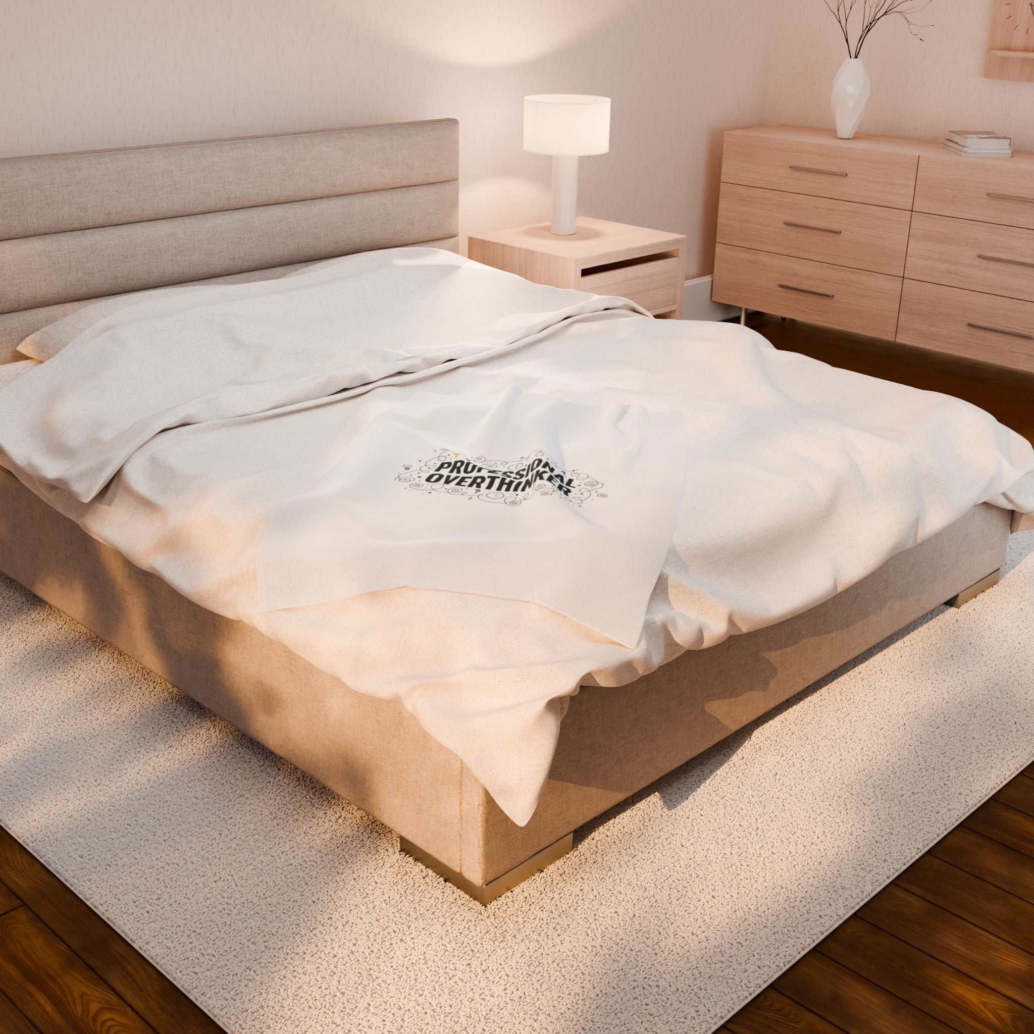Professional Overthinker Velveteen Plush Blanket | Sarcastic Quote, Self-Deprecating Humor