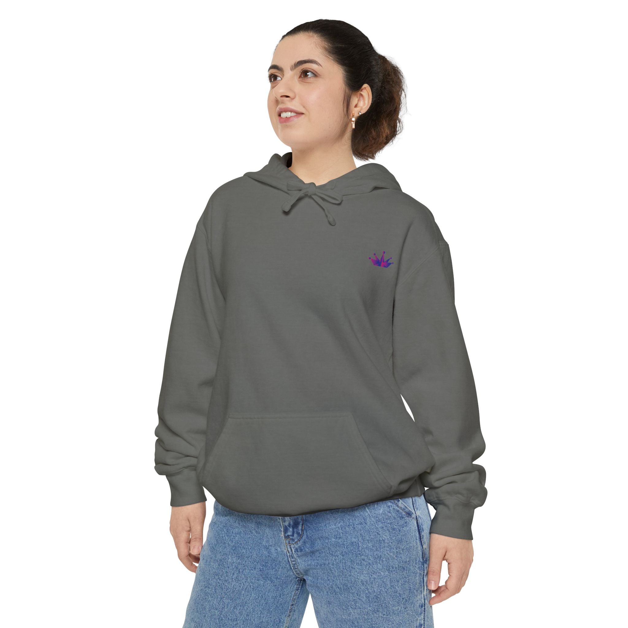 Crown Minimalist Hoodie — Small Purple Crown Chest Logo