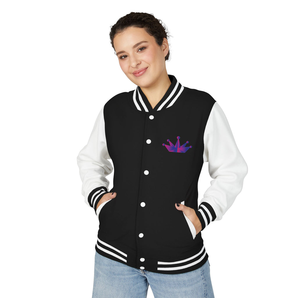Letterman Jacket - Purple Floral Crown Embroidered Varsity Jacket