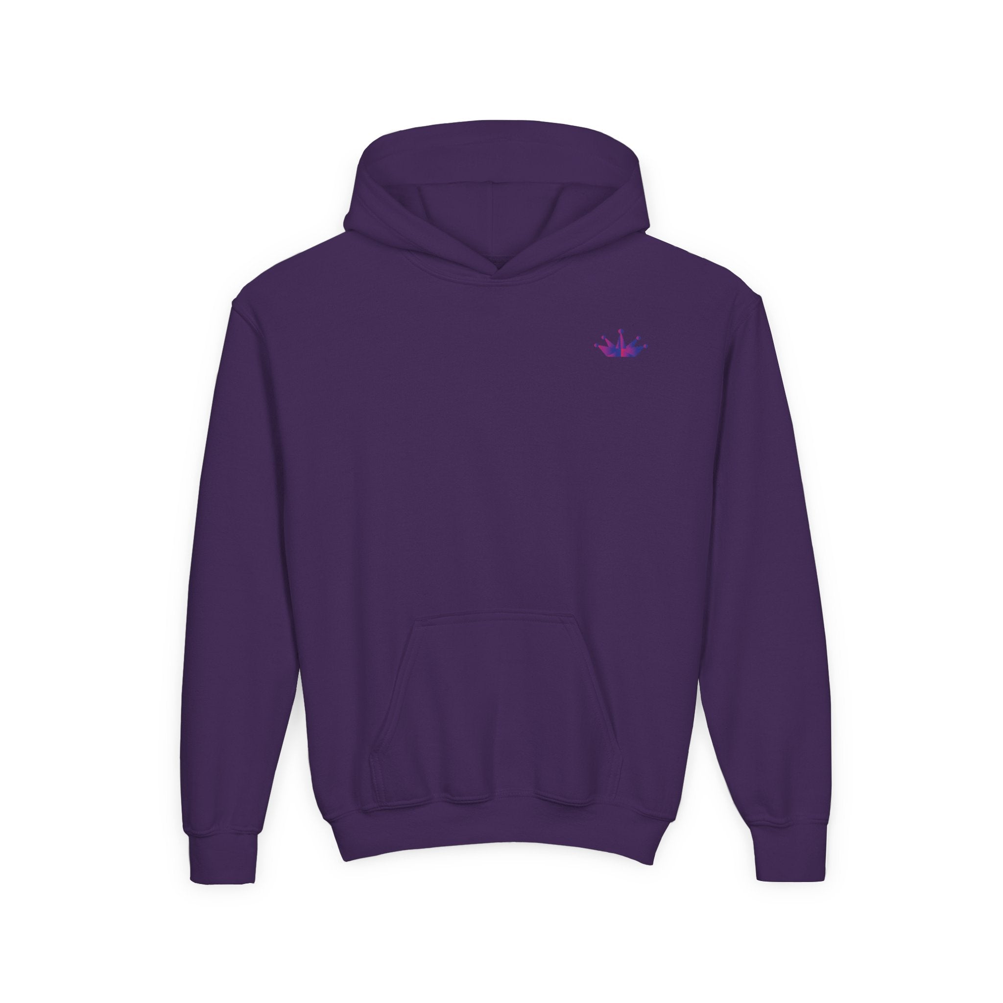 Youth Hoodie with Purple Crown Embroidery — Kids' Royal Logo Sweatshirt