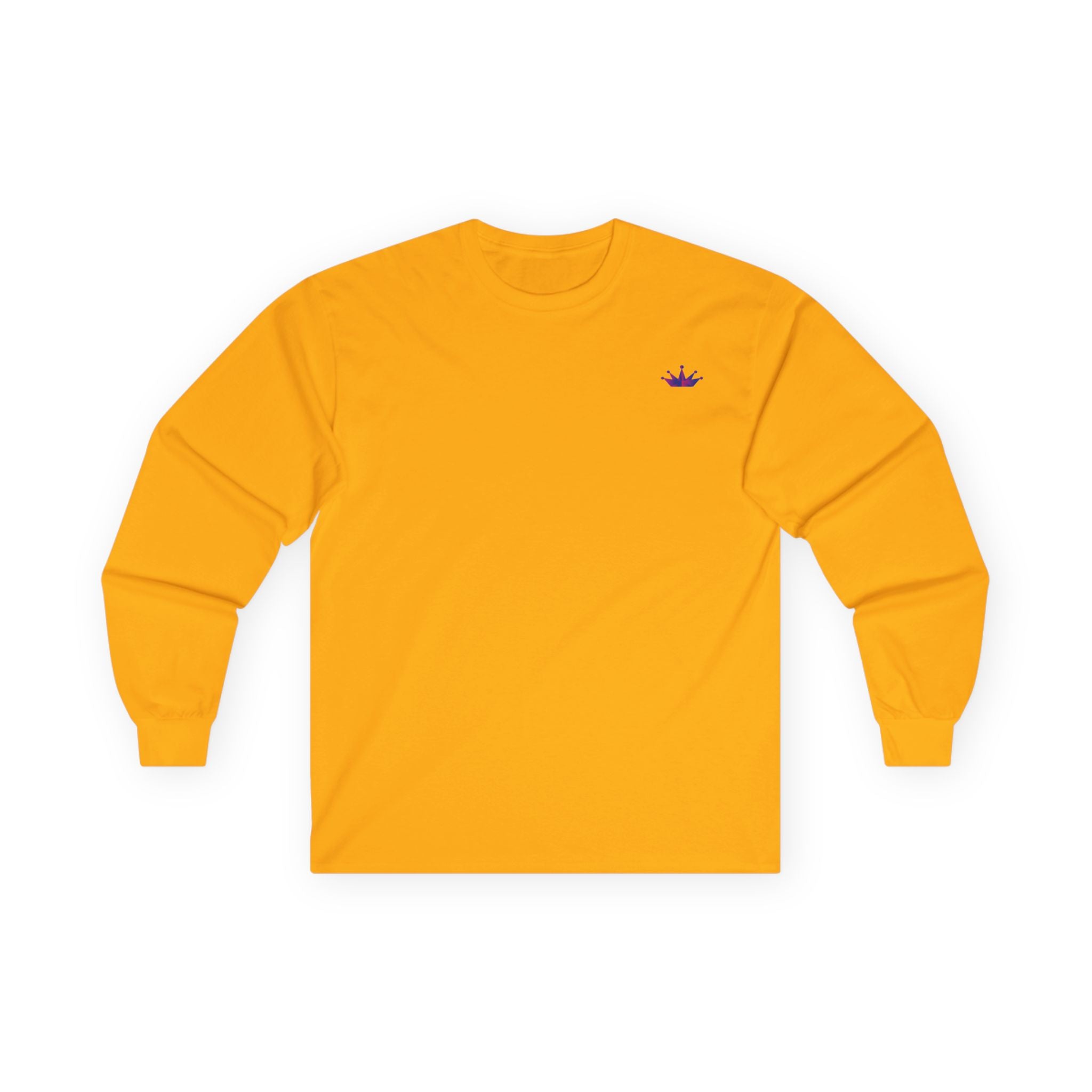 Long Sleeve Tee — Small Purple Crown Chest Logo