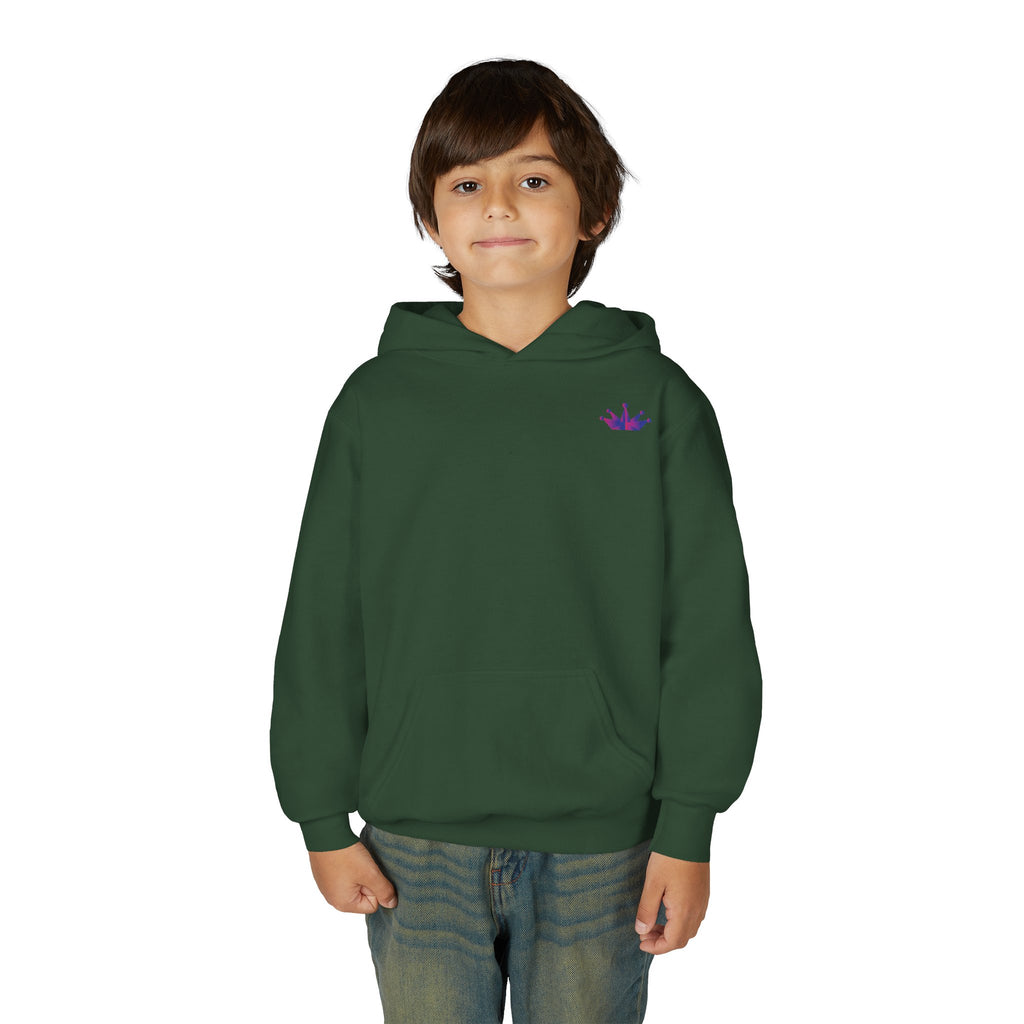 Youth Hoodie with Purple Crown Embroidery — Kids' Royal Logo Sweatshirt