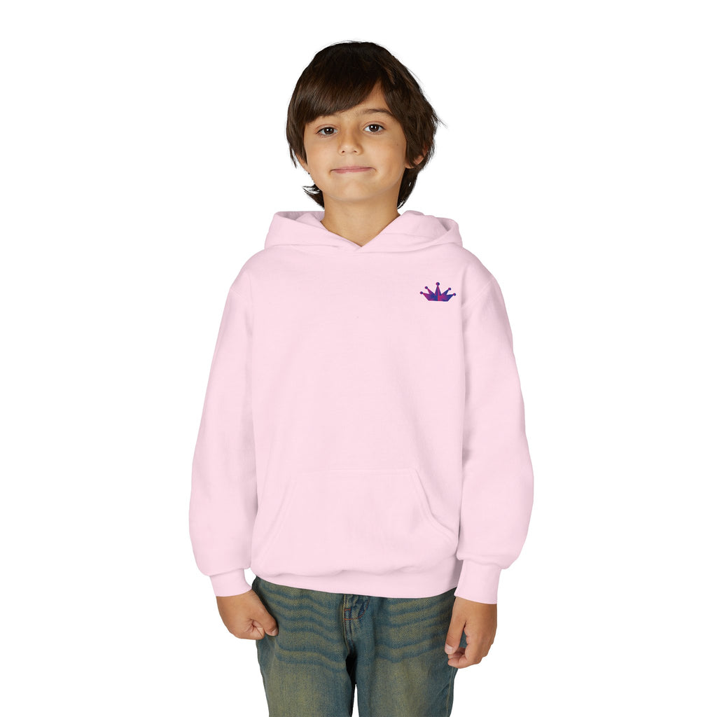 Youth Hoodie with Purple Crown Embroidery — Kids' Royal Logo Sweatshirt