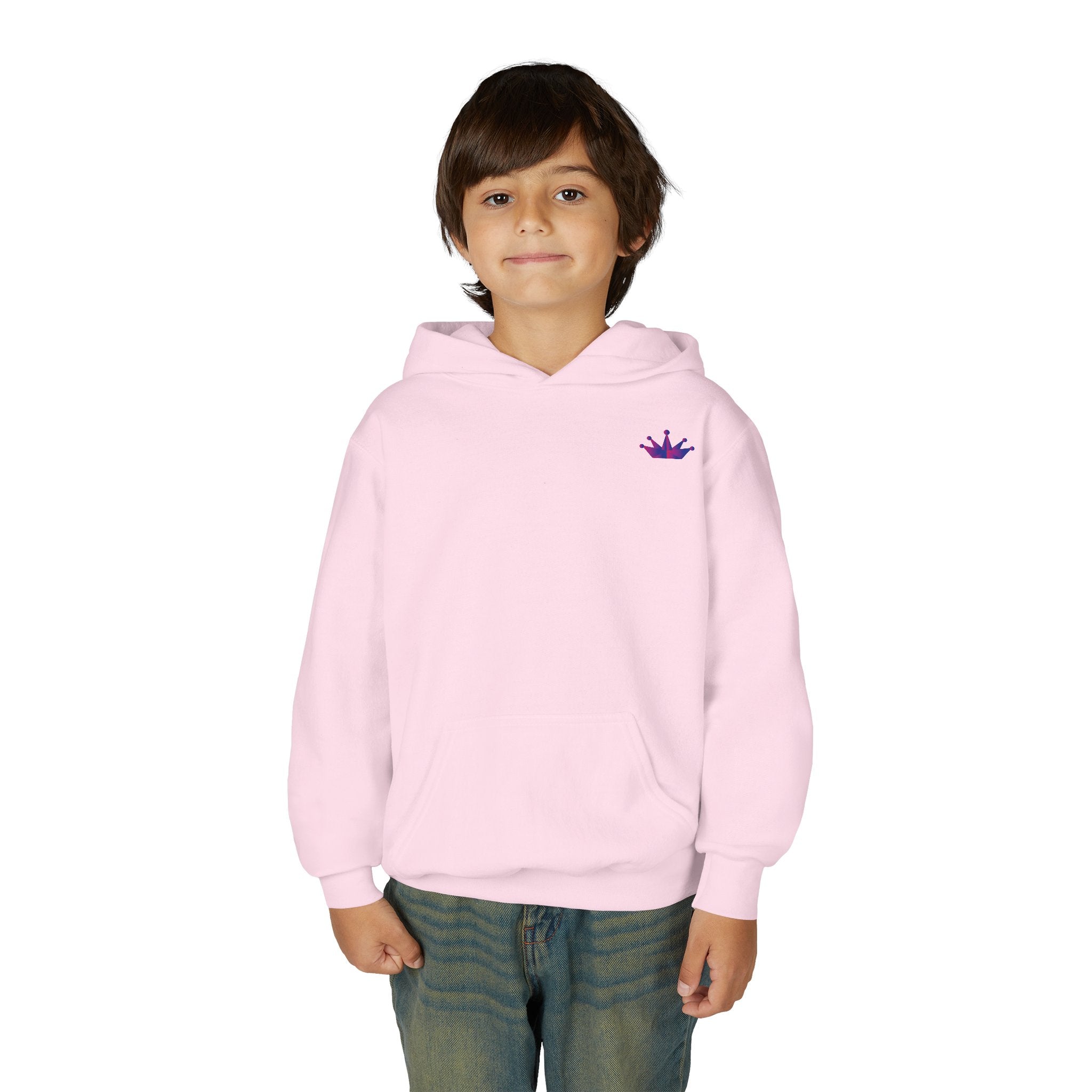 Youth Hoodie with Purple Crown Embroidery — Kids' Royal Logo Sweatshirt
