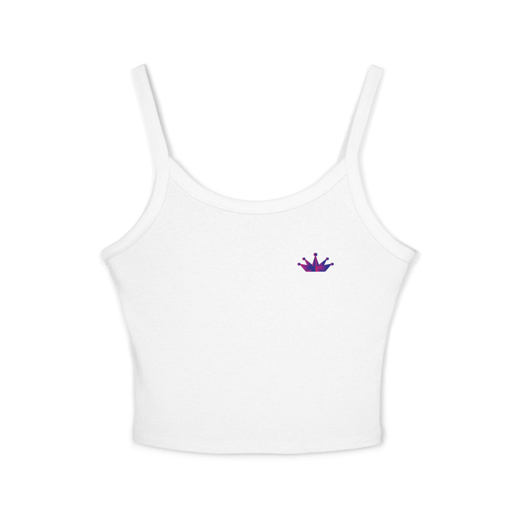 Crown Mini Graphic Tank Top — Feminine Purple Crown Spaghetti Strap Crop