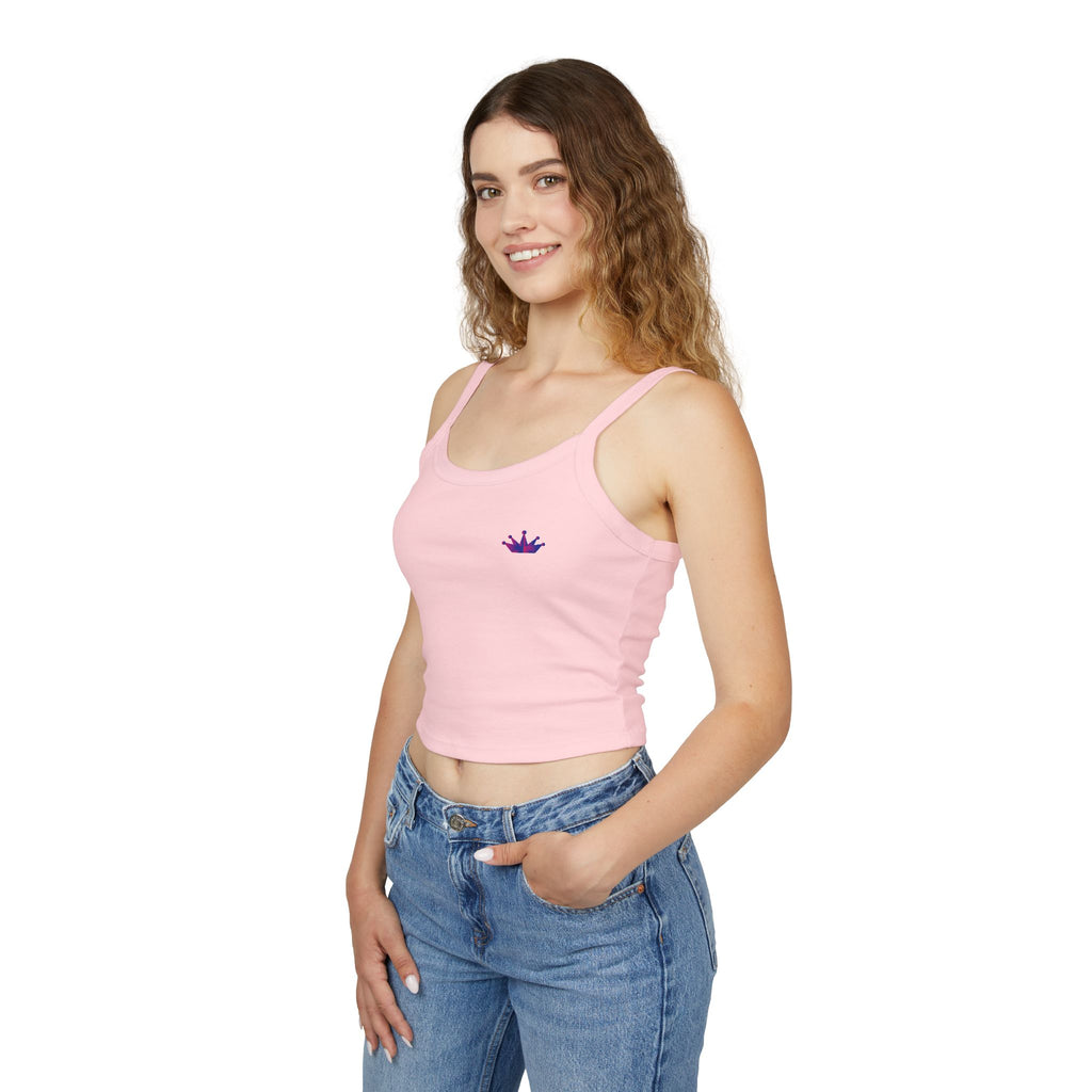 Crown Mini Graphic Tank Top — Feminine Purple Crown Spaghetti Strap Crop