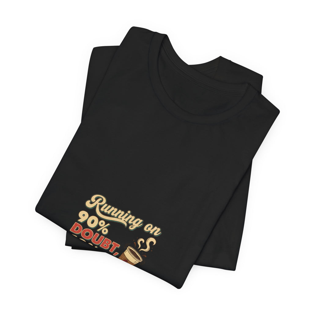 Running on 90% Doubt 10% Caffeine Tee | Sarcastic Shirt, Introvert Quote