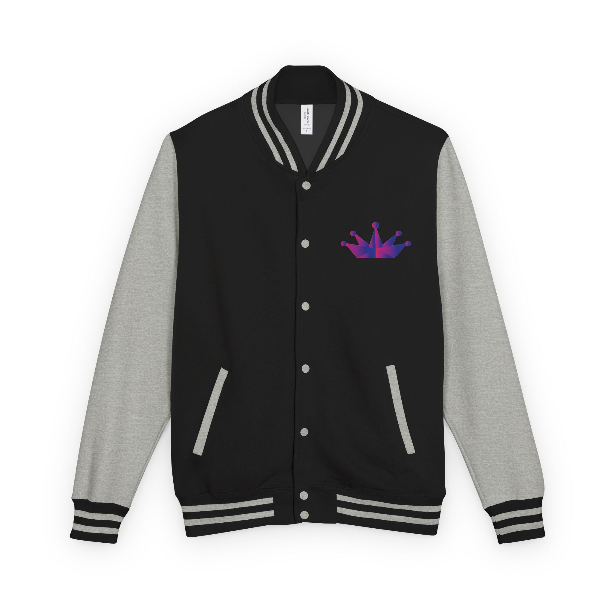 Letterman Jacket - Purple Floral Crown Embroidered Varsity Jacket