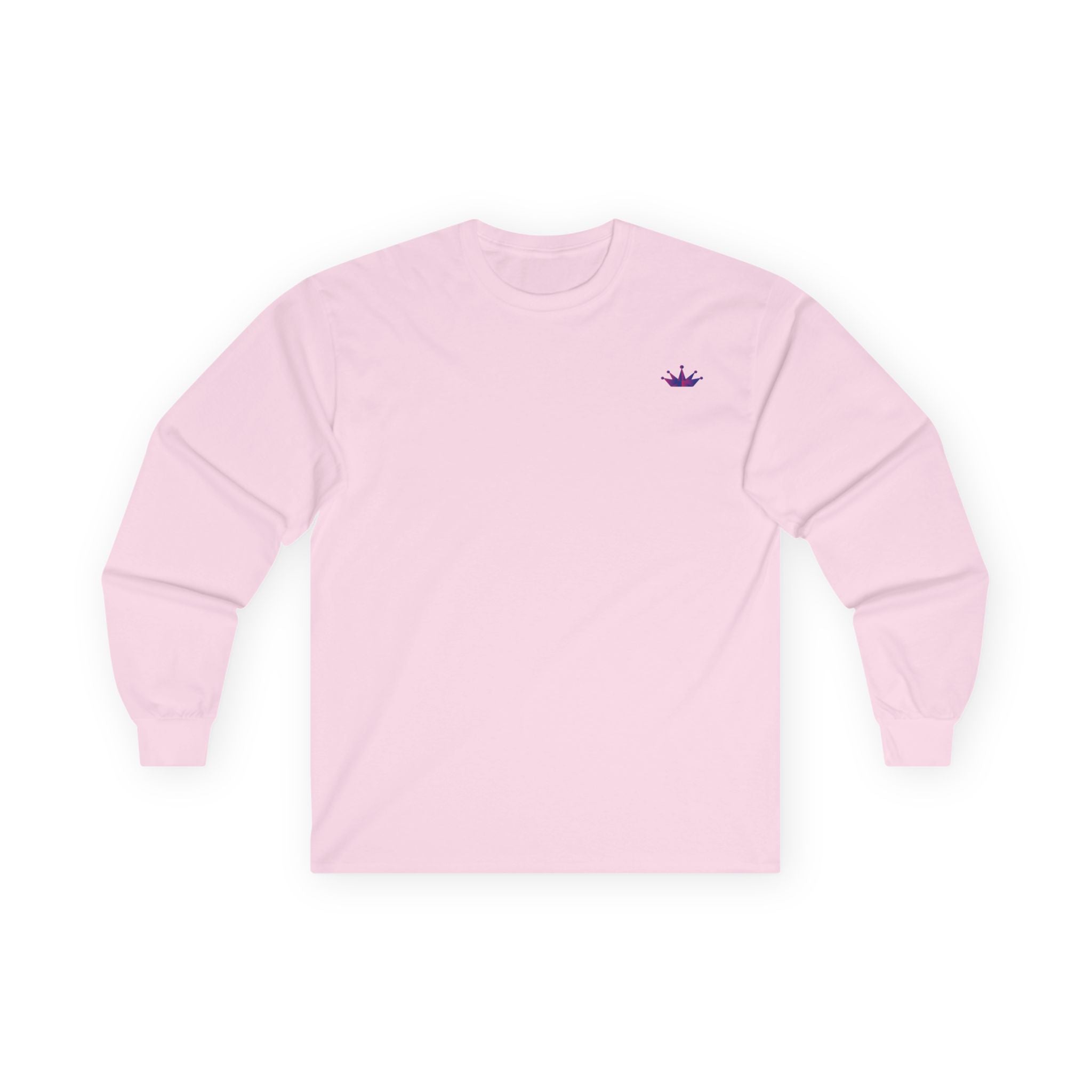 Long Sleeve Tee — Small Purple Crown Chest Logo