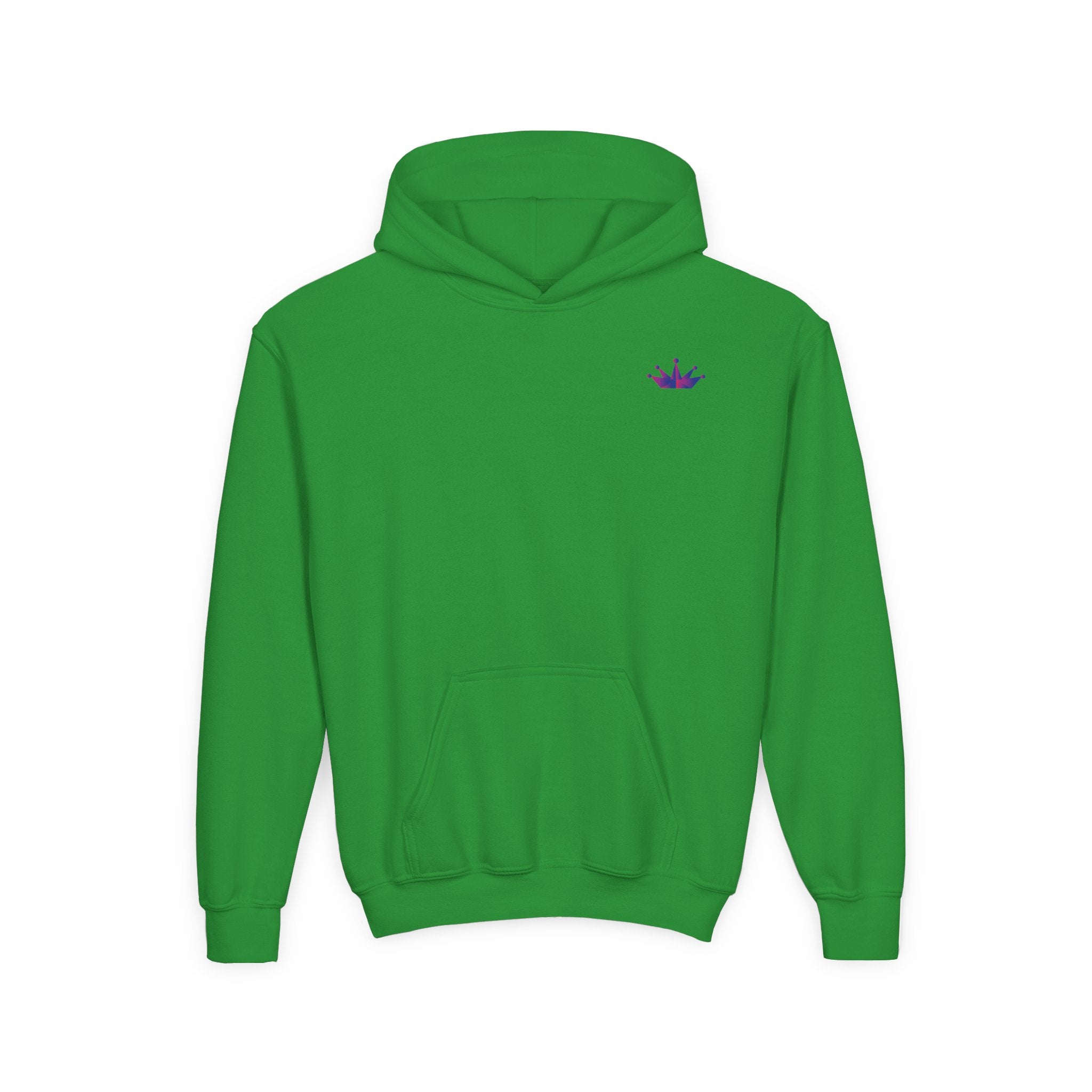 Youth Hoodie with Purple Crown Embroidery — Kids' Royal Logo Sweatshirt