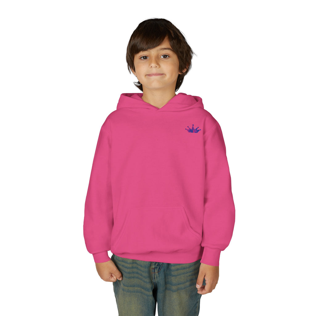 Youth Hoodie with Purple Crown Embroidery — Kids' Royal Logo Sweatshirt
