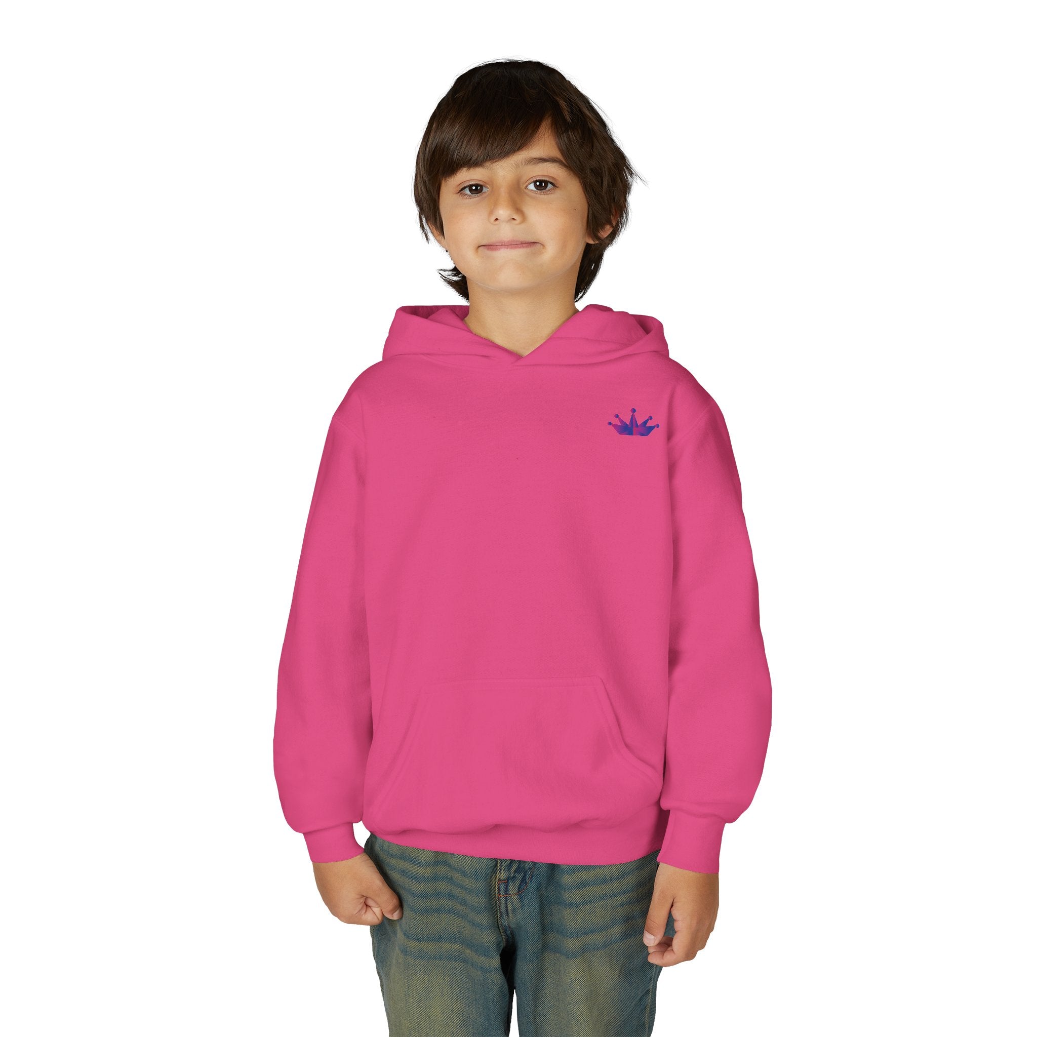 Youth Hoodie with Purple Crown Embroidery — Kids' Royal Logo Sweatshirt
