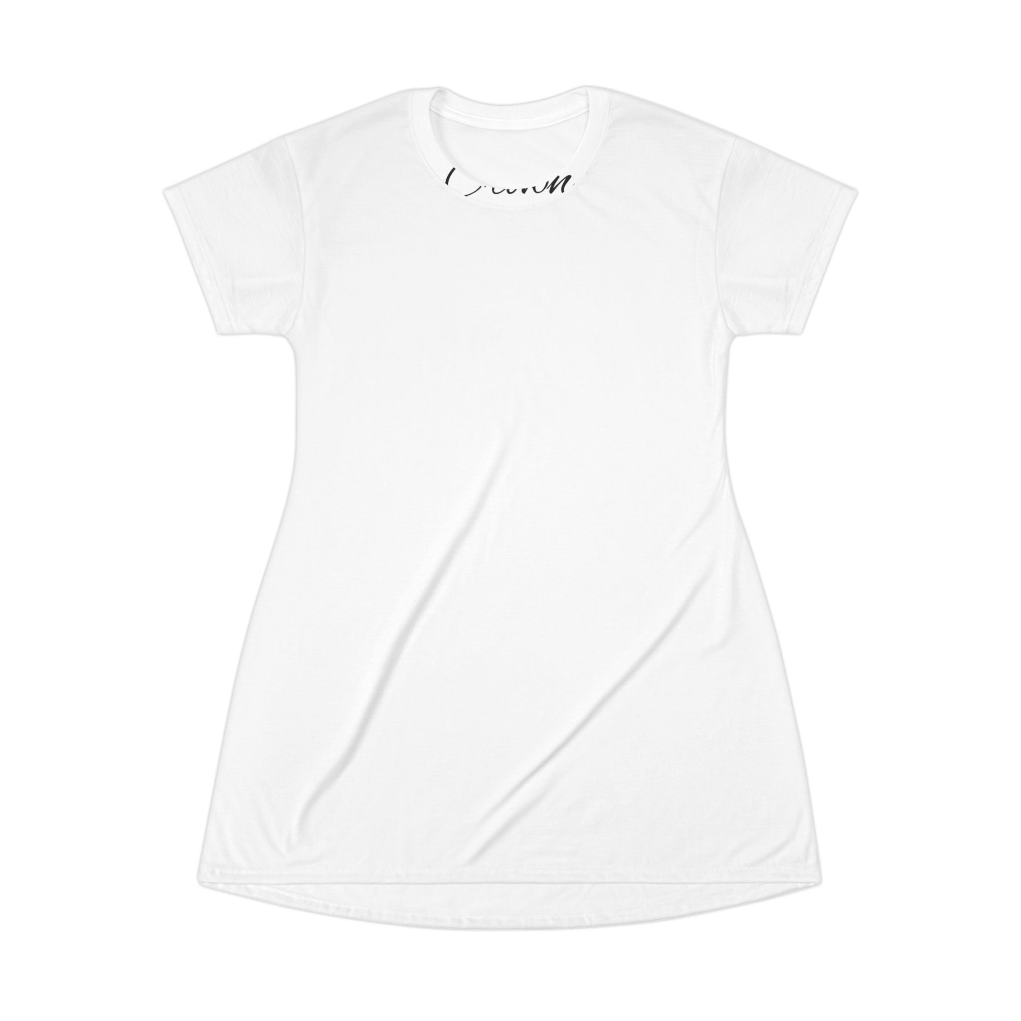 White T‑Shirt Dress — Casual All‑Over Print Tee Dress