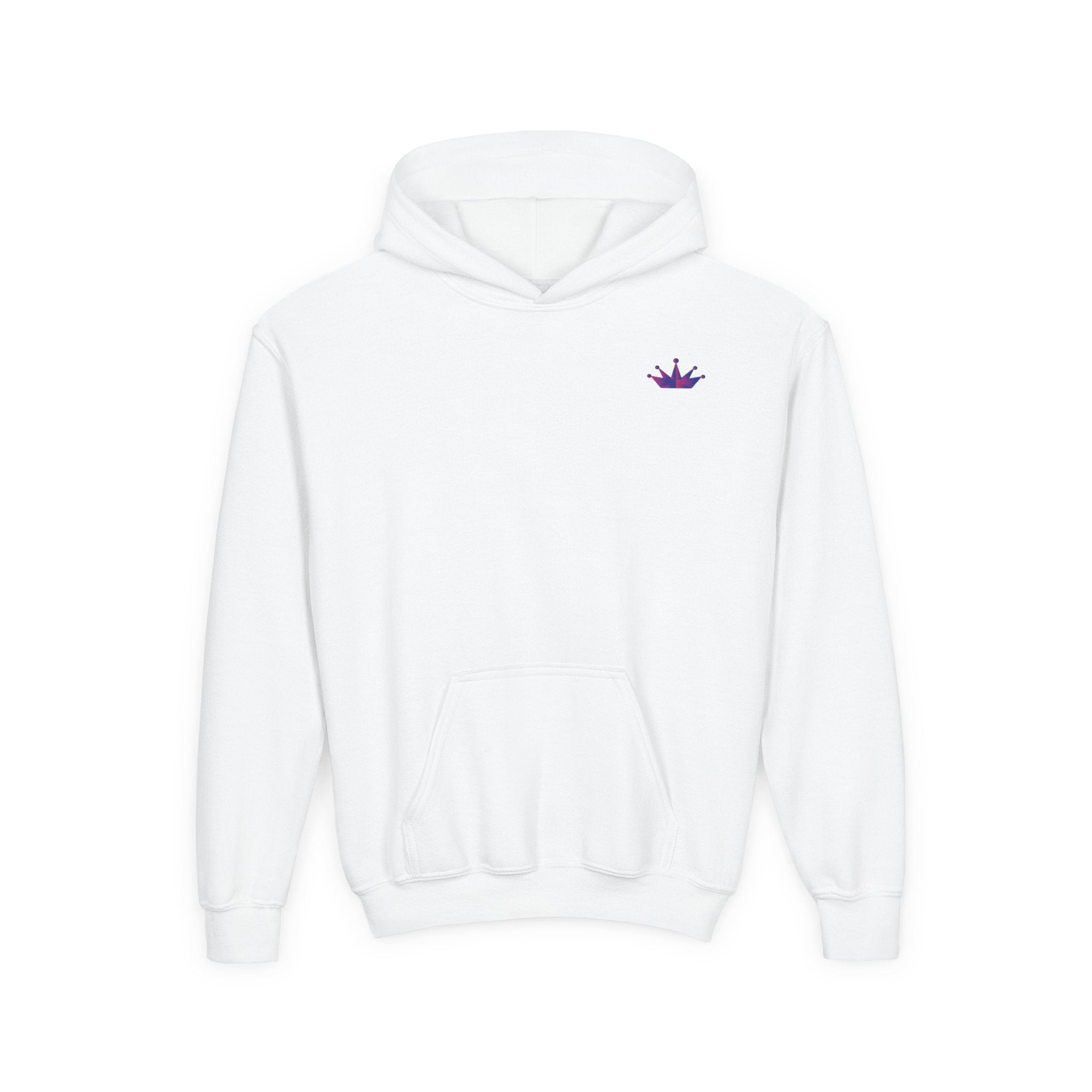 Youth Hoodie with Purple Crown Embroidery — Kids' Royal Logo Sweatshirt