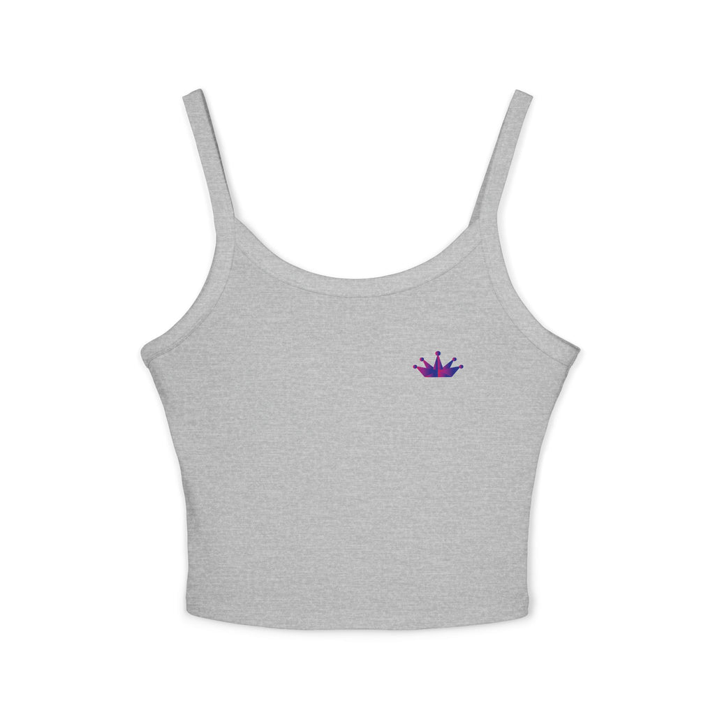 Crown Mini Graphic Tank Top — Feminine Purple Crown Spaghetti Strap Crop