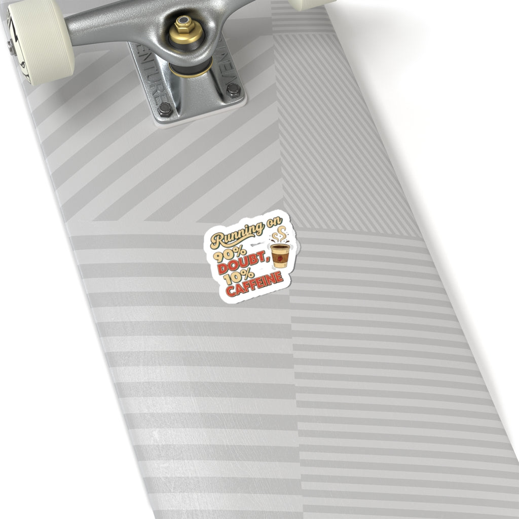 Running on 90% Doubt 10% Caffeine Sticker | Sarcastic, Self-Deprecating Humor