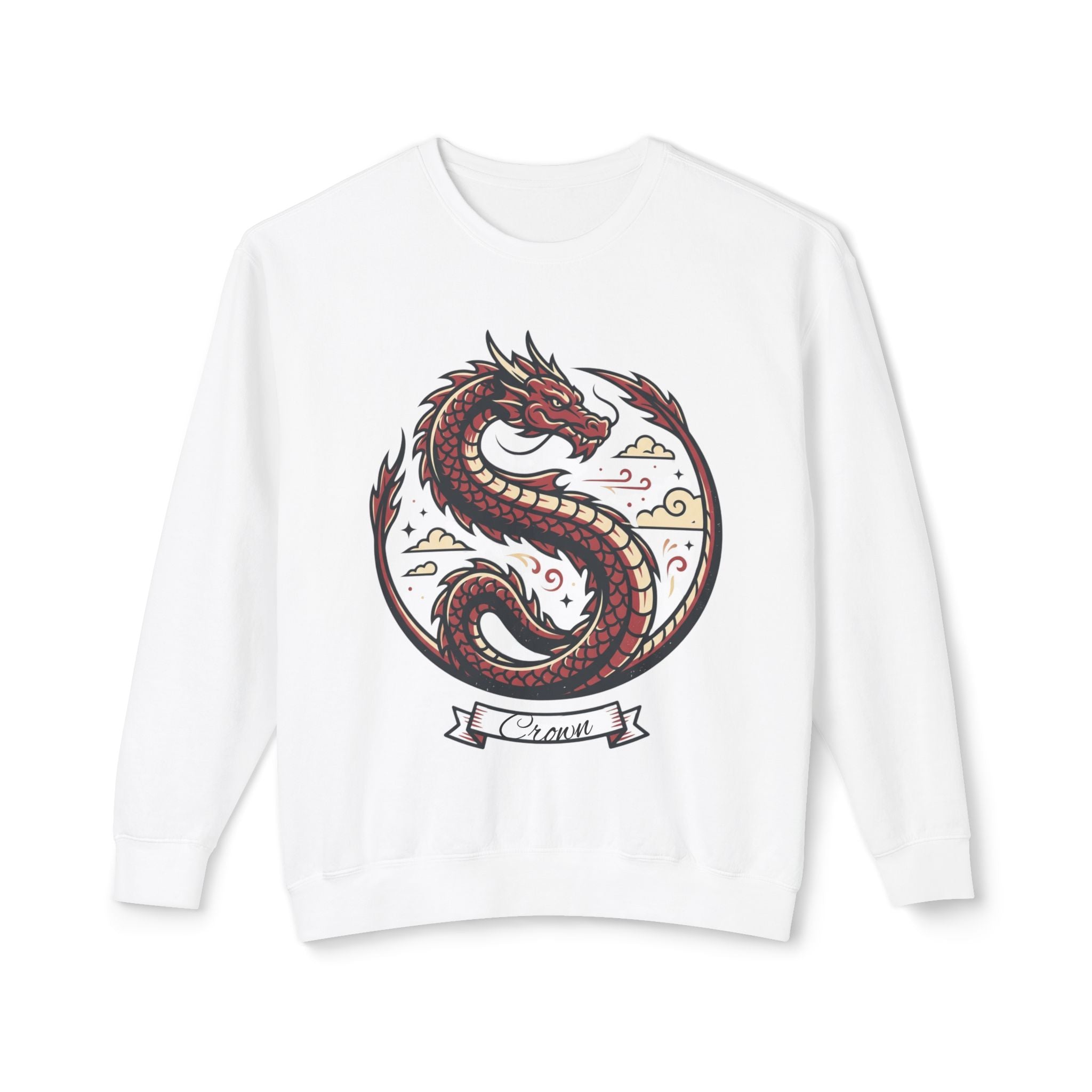 Dragon Crest Sweatshirt — "Crown" Script Back Crewneck