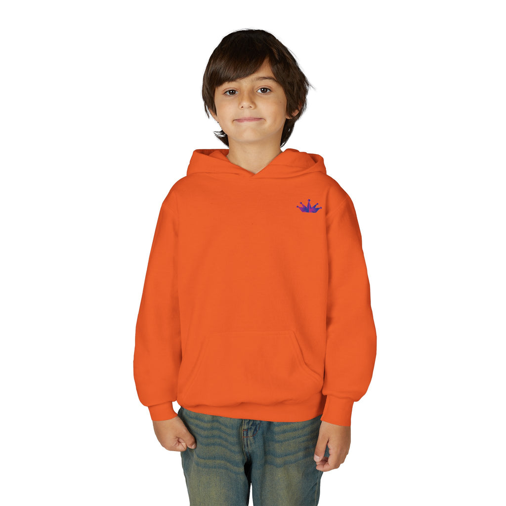 Youth Hoodie with Purple Crown Embroidery — Kids' Royal Logo Sweatshirt
