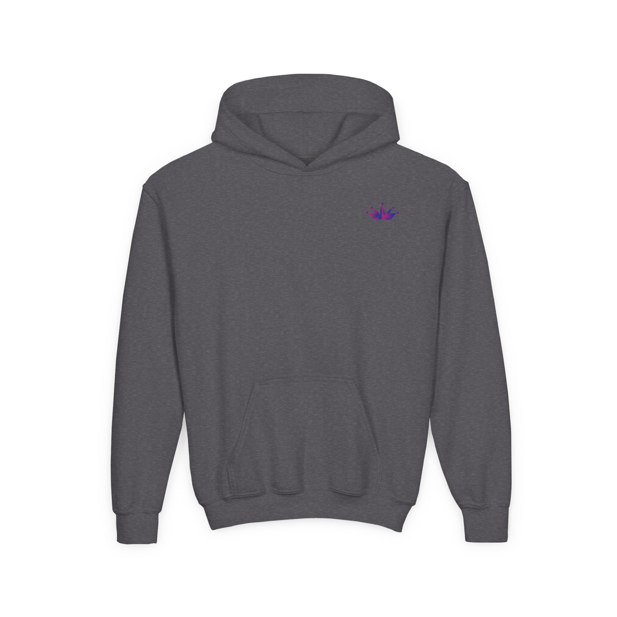 Youth Hoodie with Purple Crown Embroidery — Kids' Royal Logo Sweatshirt