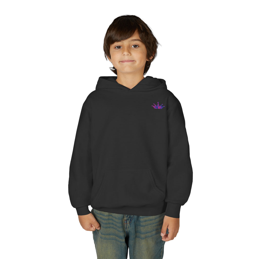 Youth Hoodie with Purple Crown Embroidery — Kids' Royal Logo Sweatshirt