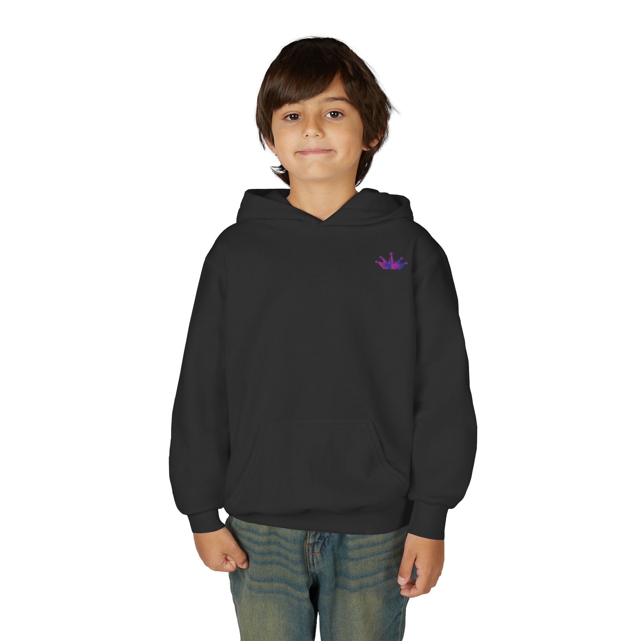 Youth Hoodie with Purple Crown Embroidery — Kids' Royal Logo Sweatshirt