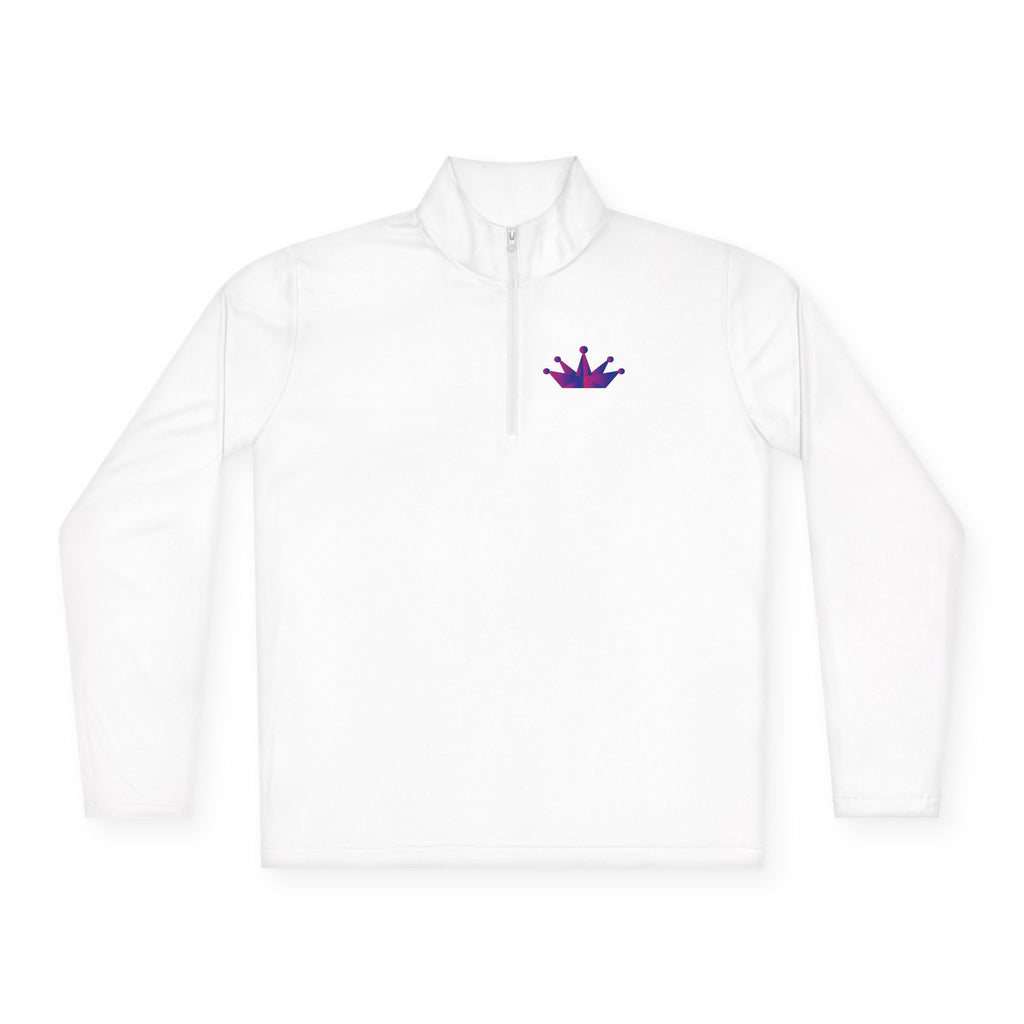 Crown Quarter-Zip Pullover — Embroidered Mini Crown Front & Script “Crown” Back