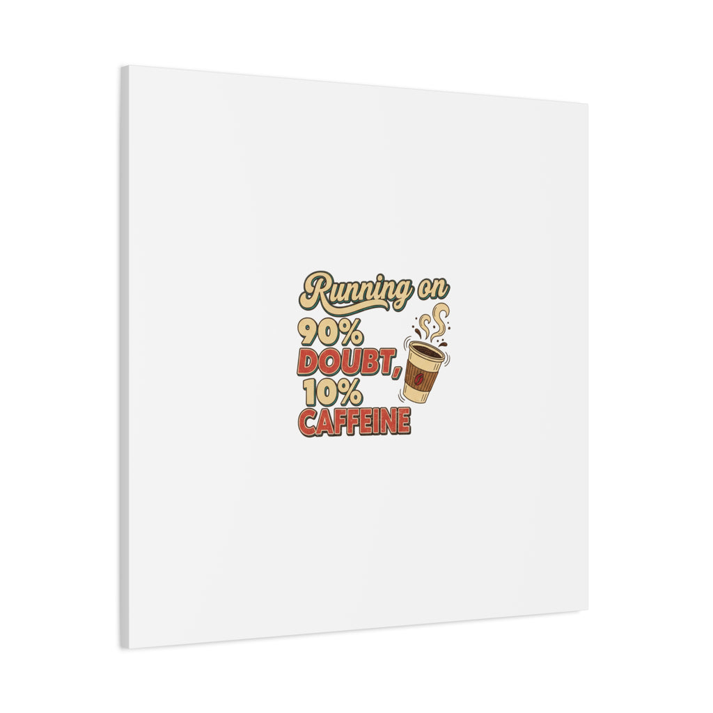 Running on 90% Doubt 10% Caffeine Canvas | Sarcastic Self-Deprecating Quote