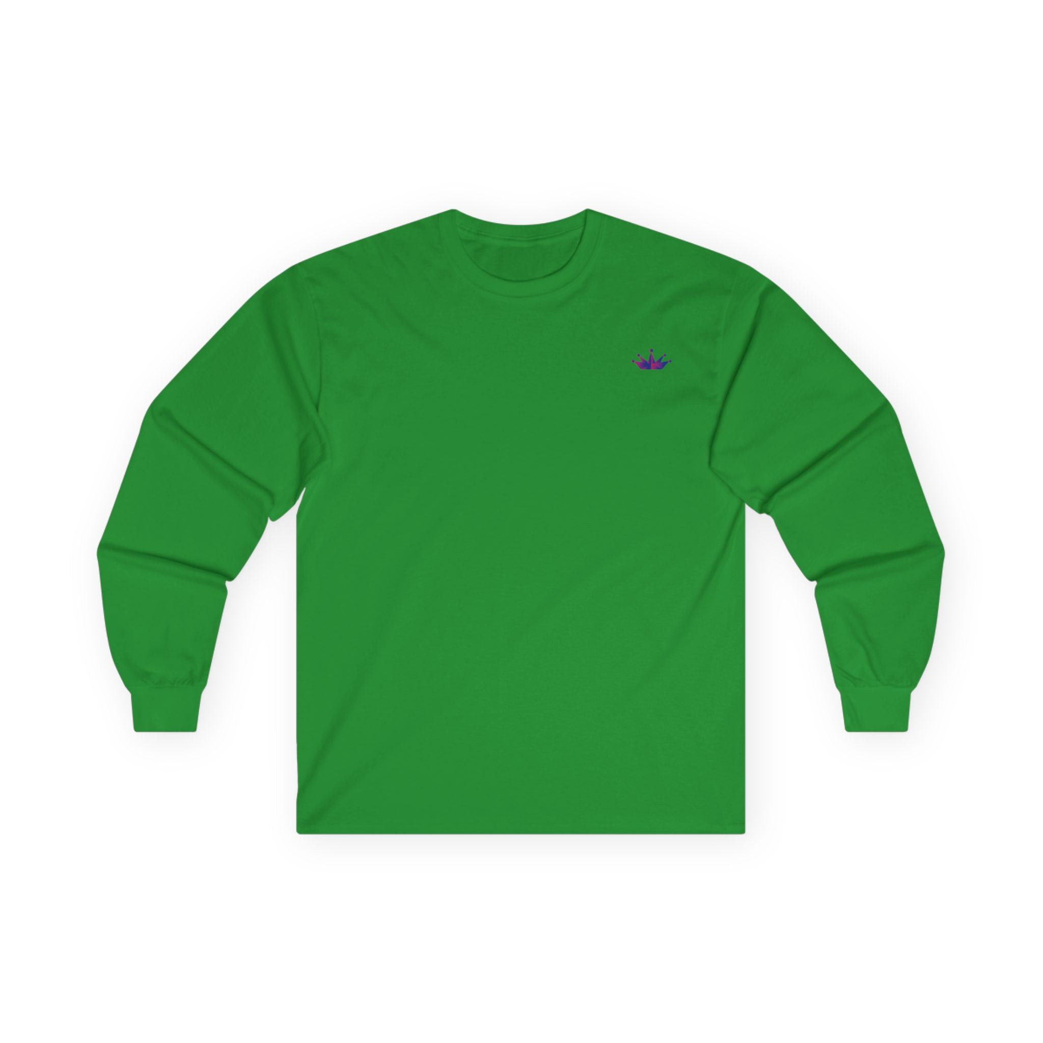Long Sleeve Tee — Small Purple Crown Chest Logo